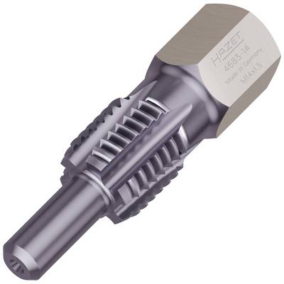 Metallisches Werkzeug mit zylindrischem Schaft und geriffeltem, sechseckigem Griff. Graviert mit 'HAZET 4683-14 Made in Germany'.