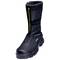 Schwarzer Arbeitsschutzstiefel mit hohem Schaft, gelben Details und seitlichem Schriftzug 'uvex'.