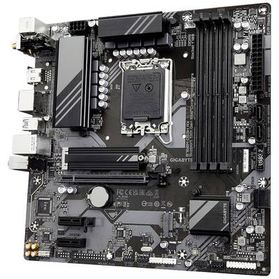 Eine Computer-Motherboard-Platine mit verschiedenen Steckplätzen und Anschlüssen, einschließlich RAM-Steckplätzen und CPU-Sockel, sichtbar.