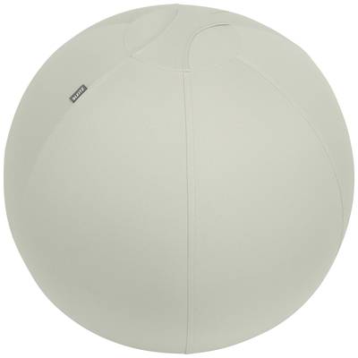 Grauer Sitzball aus Stoff, kugelförmig, mit unauffälligem Logo an der Seite.