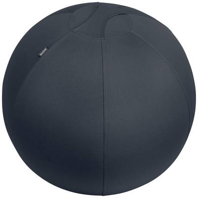 Ein grauer Gymnastikball aus Stoff mit glatter Oberfläche und Nähten, von der Marke VLUV, liegt auf dem Boden.