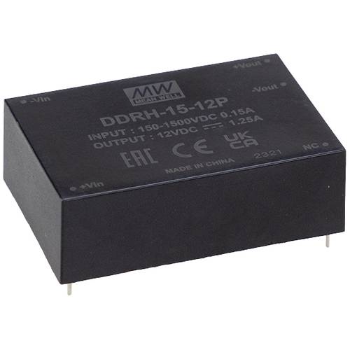Thumbnail - MEAN WELL DDRH-15-15P DC/DC-Wandler, Print 15 V/DC Anzahl Ausgänge:1 x Inhalt 1 St.
