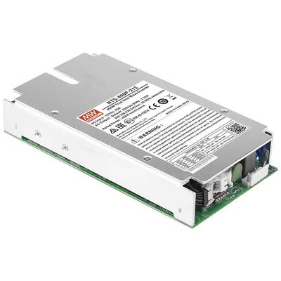 Silbernes elektronisches Gerät mit weißem Etikett und mehreren Anschlüssen. Das Etikett zeigt technische Spezifikationen und Warnhinweise.