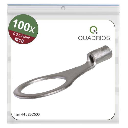 Thumbnail - Quadrios 23C500 Ringkabelschuh Querschnitt (max.)=1.5 mm² Loch-Ø=10.5 mm Unisoliert 100 St.