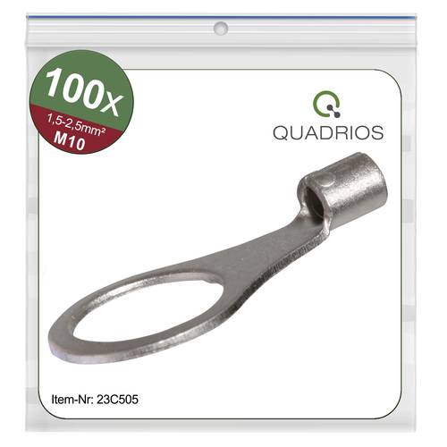 Thumbnail - Quadrios 23C505 Ringkabelschuh Querschnitt (max.)=2.5 mm² Loch-Ø=10.5 mm Unisoliert 100 St.
