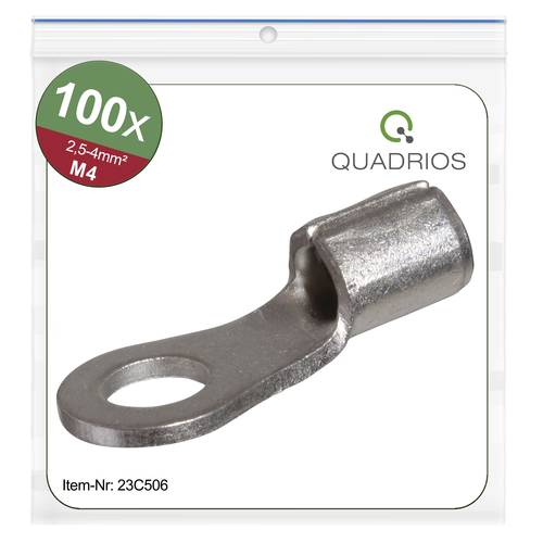 Thumbnail - Quadrios 23C506 Ringkabelschuh Querschnitt (max.)=4 mm² Loch-Ø=4.3 mm Unisoliert 100 St.