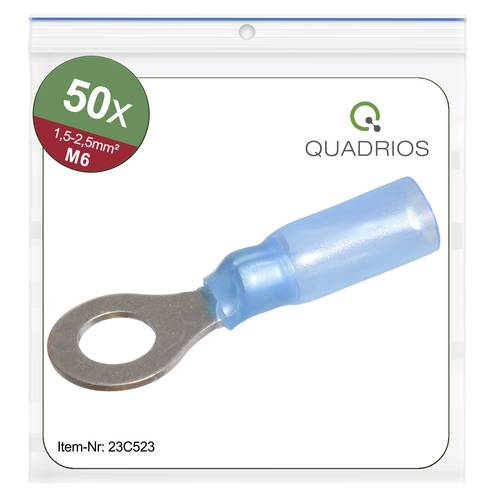 Quadrios 23C523 Ringkabelschuh Querschnitt (max.)=2.5 mm² Loch-Ø=6.5 mm Teilisoliert Blau 50 St.