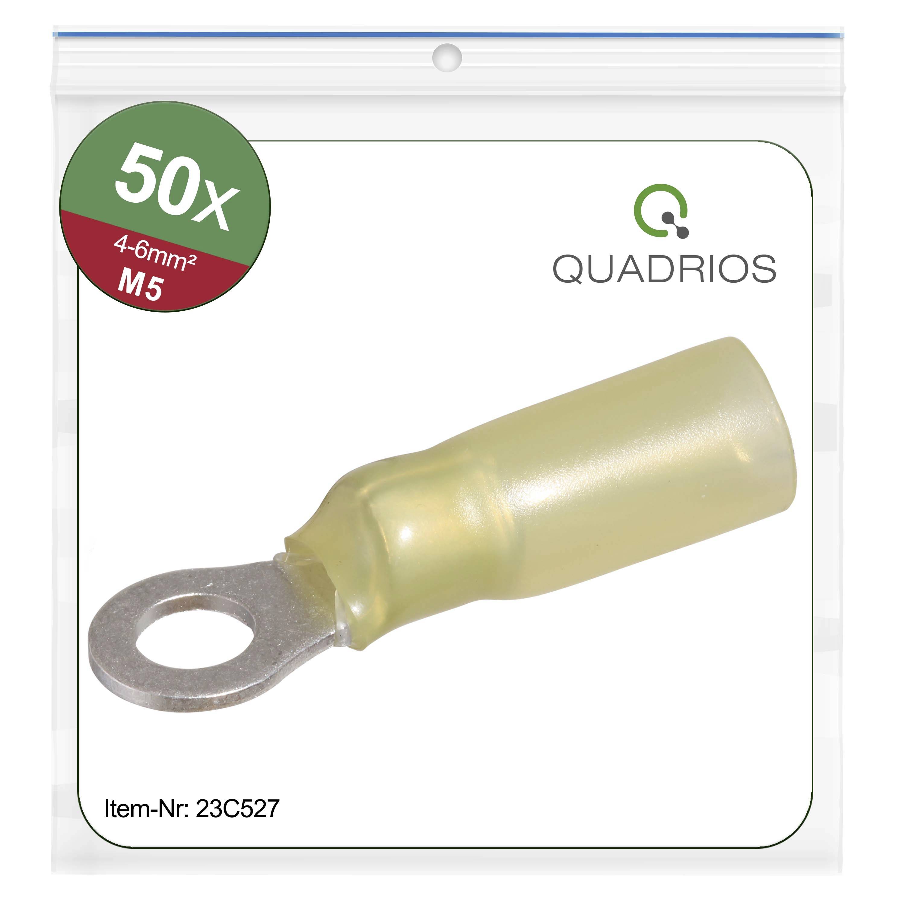 Quadrios 23C527 Ring Terminal 6 mm² 5.3mm Hole Partially Insulated...