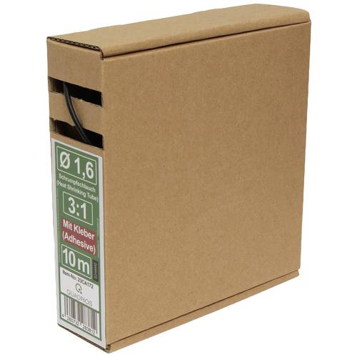 Quadrios 23CA172 Schrumpfschlauch mit Kleber Schwarz 1.6 mm Schrumpfrate:3:1 10 m