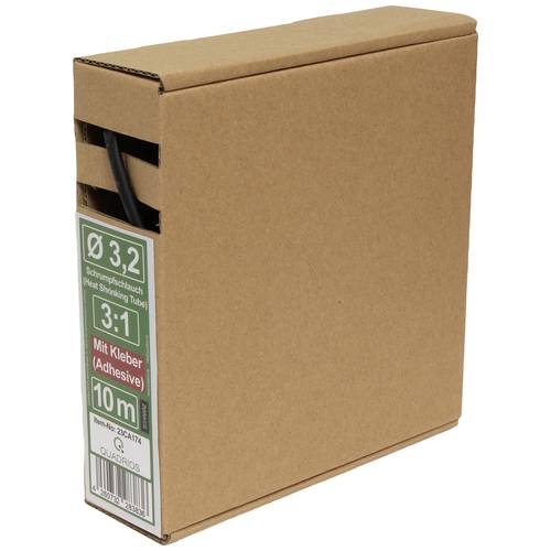 Quadrios 23CA174 Schrumpfschlauch mit Kleber Schwarz 3.2 mm Schrumpfrate:3:1 10 m