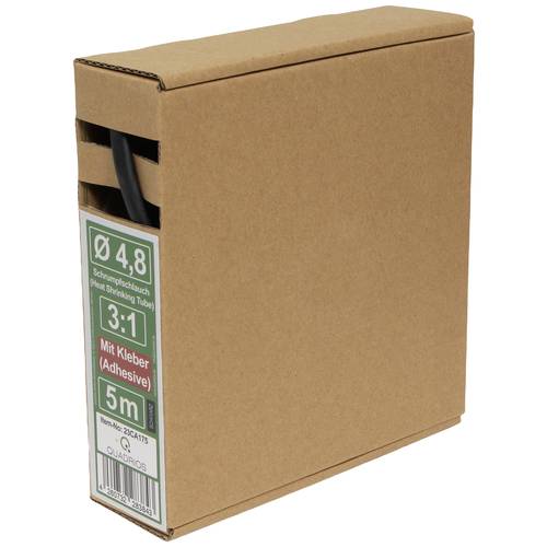 Quadrios 23CA175 Schrumpfschlauch mit Kleber Schwarz 4.8 mm Schrumpfrate:3:1 5 m