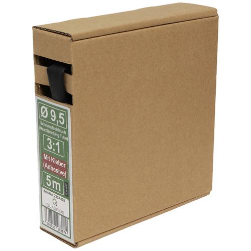 Quadrios 23CA178 Schrumpfschlauch mit Kleber Schwarz 9.5 mm Schrumpfrate:3:1 5 m