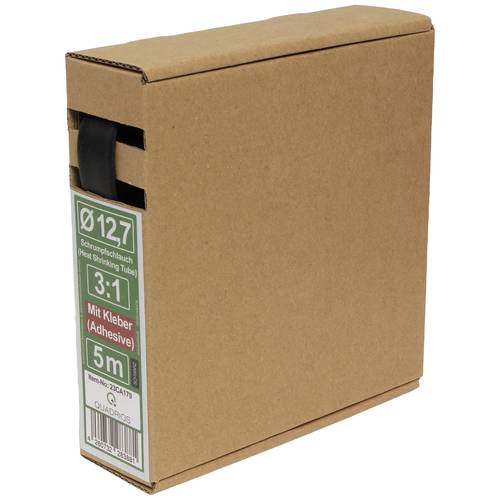 Quadrios 23CA179 Schrumpfschlauch mit Kleber Schwarz 12.7 mm Schrumpfrate:3:1 5 m