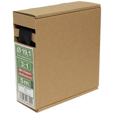 Kartonverpackung mit Schrumpfschlauch: Ø 19,1, Schrumpfrate 3:1, Länge 5m, mit Kleber. Artikelnummer: 2CA181.