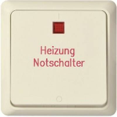 Beiger Heizungs-Notschalter mit roter Taste und Aufschrift 'Heizung Notschalter'.