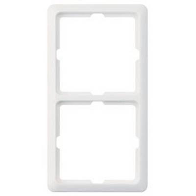 Ein weißer, rechteckiger Doppelrahmen für zwei Lichtschalter oder Steckdosen, ohne sichtbare Marken- oder Designmerkmale.