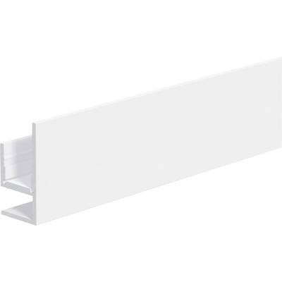 Weißes rechteckiges Aluminium-Extrusionsprofil, das in Perspektive auf einem einfachen Hintergrund dargestellt ist.