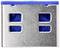 Ein rechteckiger, silberner Metallverbinder mit vier rechteckigen Öffnungen, hinterlegt mit Blau. Verwendet in USB-Anschlüssen.