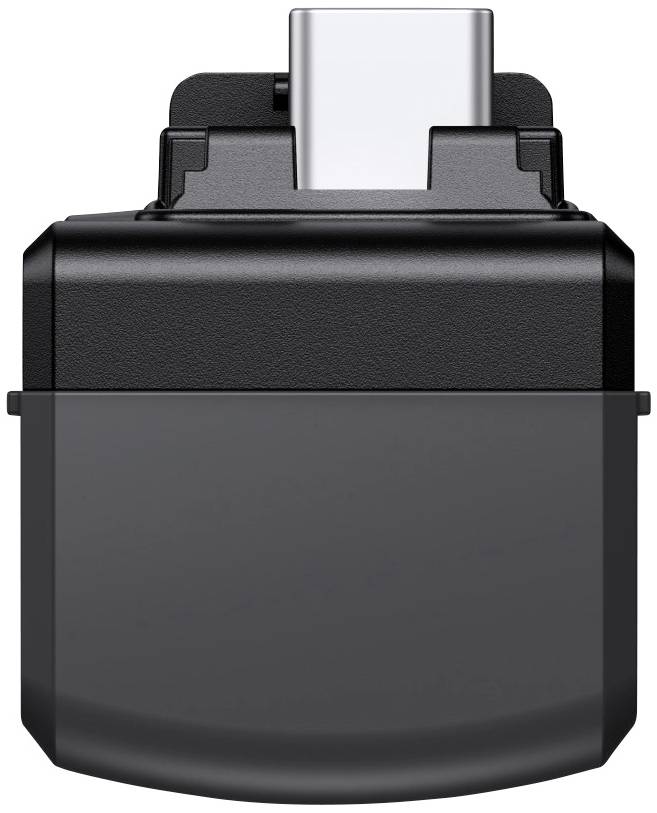 Ein schwarzer Adapter mit USB-C-Anschluss, geeignet für den Anschluss an elektronische Geräte.