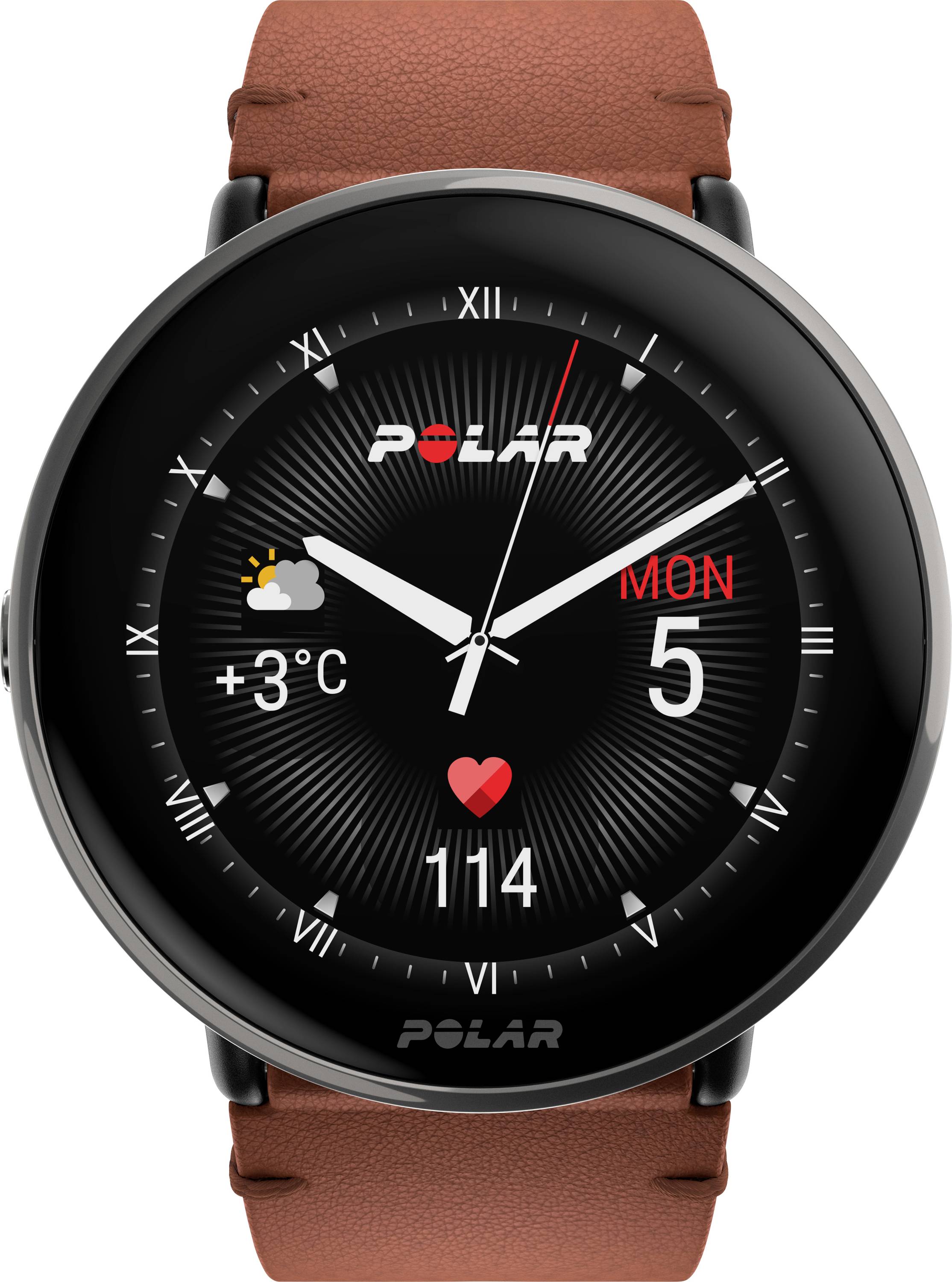 Polar Ignite 3 Titanium Leather Sportuhr 43 mm M/L Braun