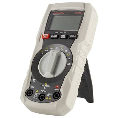 Digitales Multimeter mit Anzeige und Drehschalter für verschiedene Messfunktionen wie Spannung, Stromstärke und Widerstand.