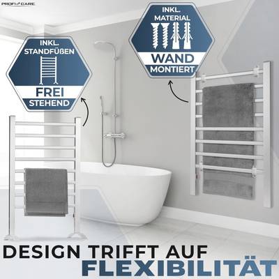 'Design trifft auf Flexibilität' zeigt einen Handtuchhalter, der sowohl freistehend als auch wandmontiert verwendet werden kann.