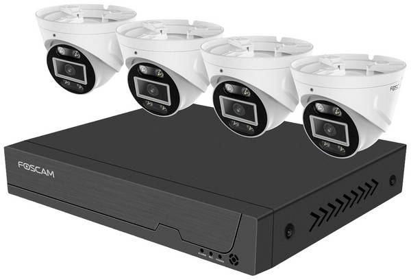 Foscam FNA108E-T4-2T FNA108E-T4-2T LAN IP-Überwachungskamera-Set 8-Kanal mit 4 Kameras 3840 x 2160 Pixel