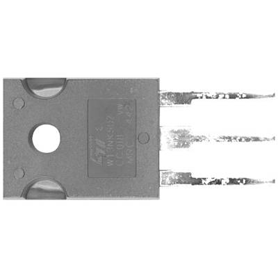 Ein elektrischer Halbleiterbaustein mit drei Metallanschlüssen. Der rechteckige Körper hat ein zentrales Loch zur Befestigung.
