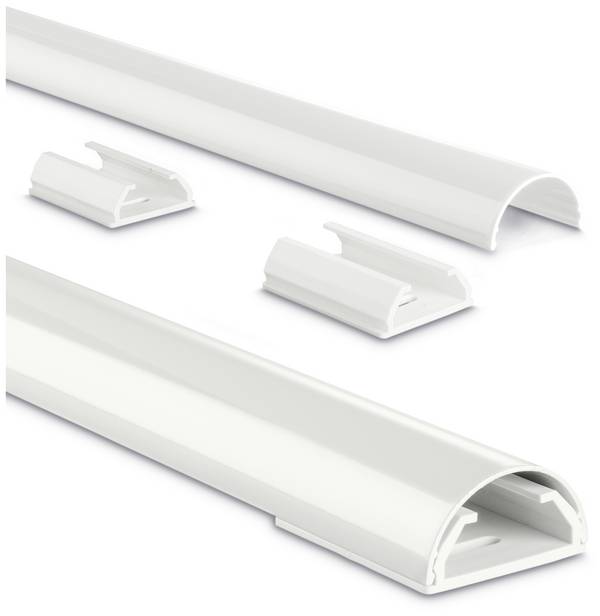 hama 00220988 Alu-Kabelkanal, halbrund, 110 x 3,3 x 1,8 cm, Weiß