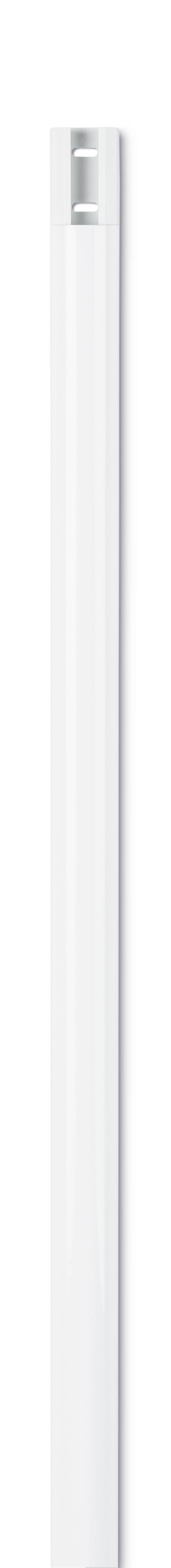 Ein weißer, schmaler Zylinder mit einer kleinen rechteckigen Markierung oben.