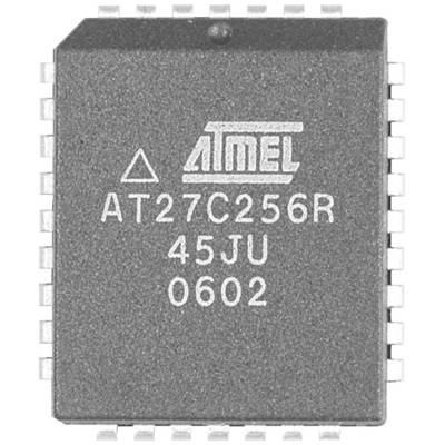 Ein rechteckiger Mikrochip mit der Aufschrift 'ATMEL AT27C256R 45JU 0602'.