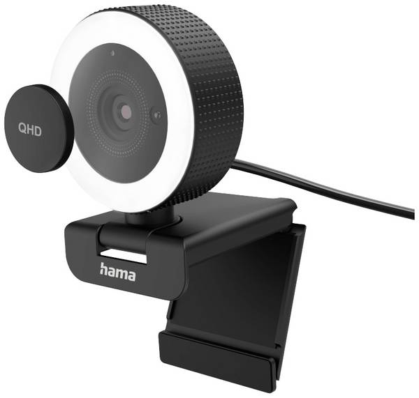 hama 00139989 Webcam mit Ringlicht "C-850 Pro", QHD 2K, mit Mikrofon, Fernbedienung, LED
