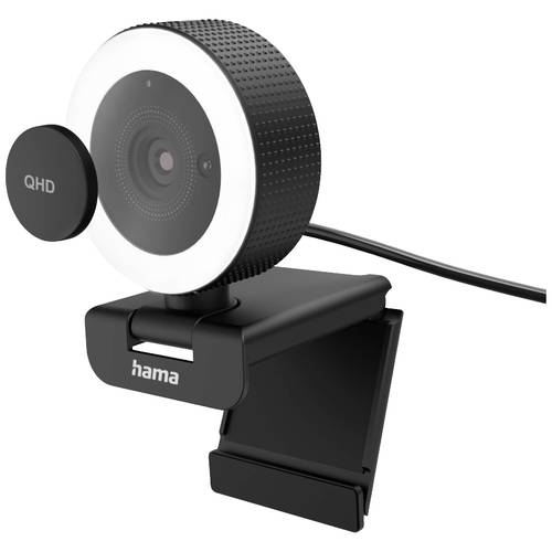 hama 00139989 Webcam mit Ringlicht C-850 Pro, QHD 2K, mit Mikrofon, Fernbedienung, LED