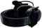 Schwarzes, gepolstertes Gaming-Headset mit flexiblem Mikrofon. Design ist modern und robust, geeignet für längere Nutzung.