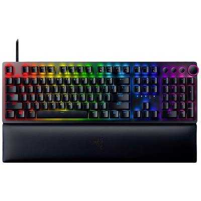 RAZER Huntsman V2 Red Switch GER Kabelgebunden Gaming-Tastatur Deutsch, QWERTZ Schwarz Beleuchtet, Handballenauflage, Sw