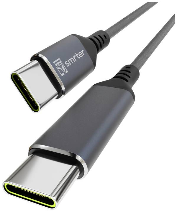 Smrter USB-C® Kabel USB 2.0 USB-C® Stecker, USB-C® Stecker 2.00 m Anthrazit mit OTG-Funktion, Rund, Stoff-Ummantelung SMRTER_SPEEDY100_L_AT