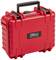 Ein roter, robuster Koffer mit schwarzem Griff. Er hat das Logo 'B&W Cases of Success' auf der Vorderseite.
