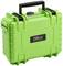 Grüner, robuster Koffer mit schwarzem Griff und Verschlüssen. Aufschrift 'B&W Cases of Success'. Ideal für sicheren Transport.