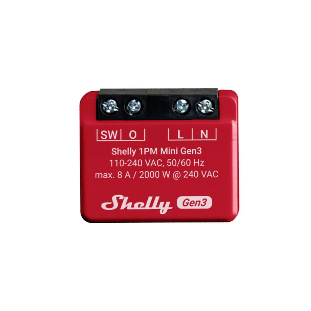Shelly Plus 1PM Mini Gen. 3 Draadloze schakelaar WiFi, Bluetooth