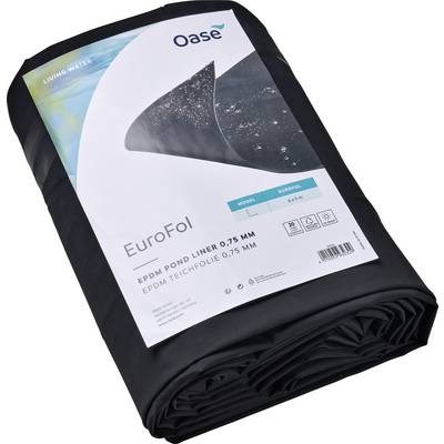 'EuroFol' Teichfolie EPDM, 0,75 mm Stärke von Oase, in gefalteter Verpackung gezeigt.