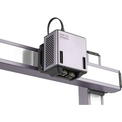 Das Bild zeigt ein Snapmaker 3D-Druckmodul, das an einem Metallrahmen befestigt ist, mit Kabelverbindung an der Oberseite.