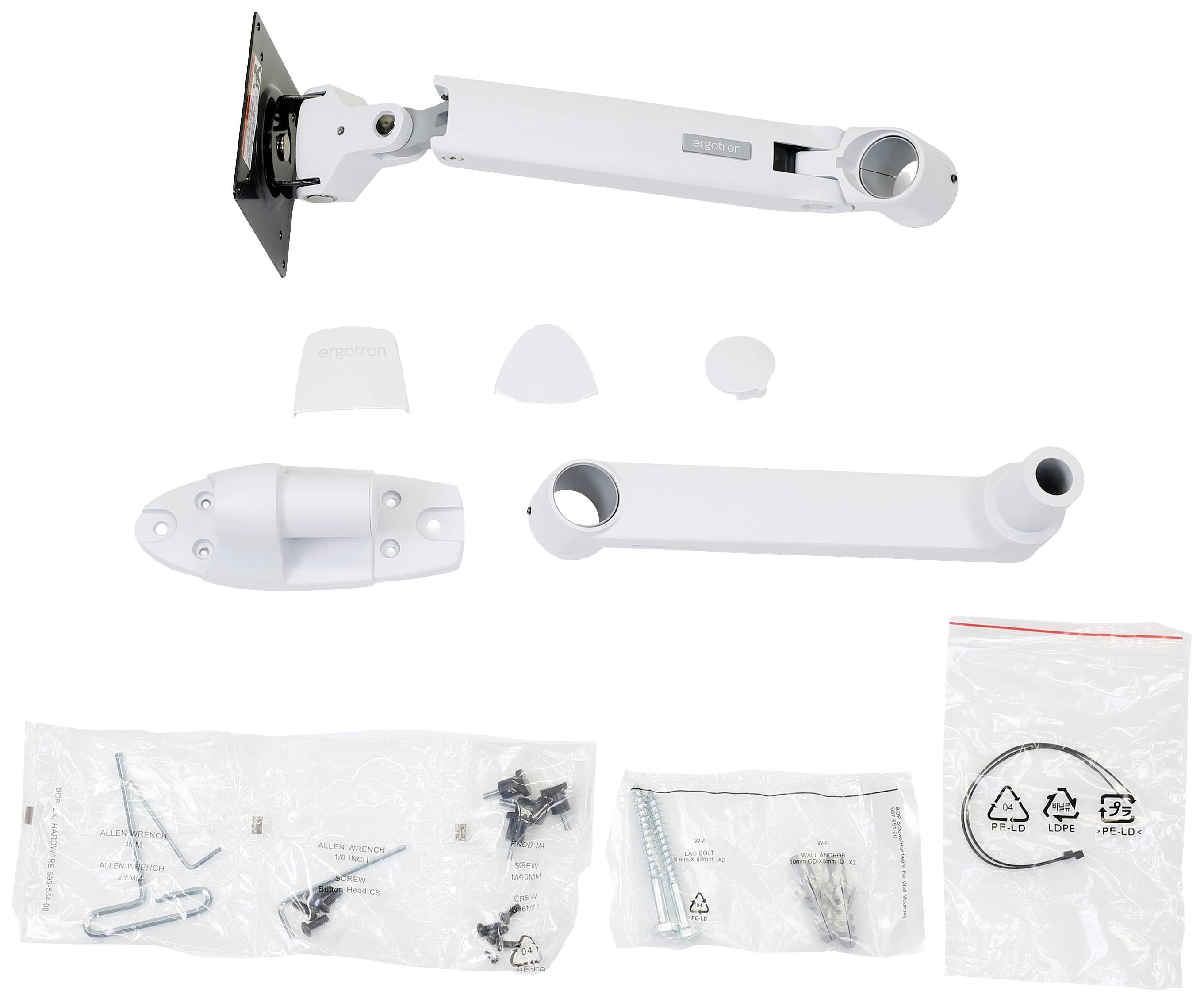 Ergotron Monitor-Wandhalterung LX 1 Display(s) 86,4 cm (34") Weiß Höhenverstellbar, Neigbar, Schwenkbar, Rotierbar-1