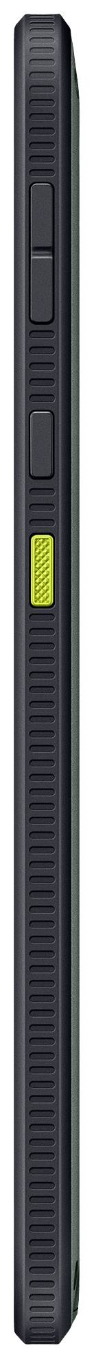 Ein schmales elektronisches Gerät mit seitlichen Tasten, darunter ein hervorgehobener, gelber Knopf. Es könnte ein Mobilgerät oder kleineres Gadget sein.