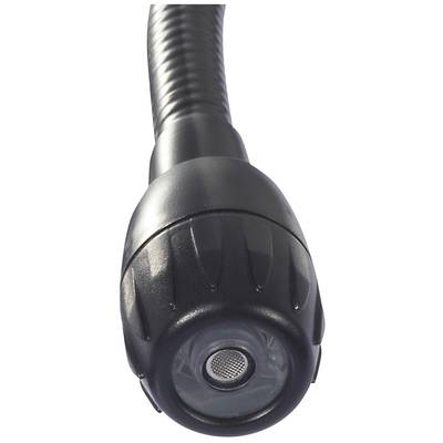 Eine schwarze Inspektionskamera mit flexiblem Schwanenhals. Die Linse ist prominent sichtbar und dient zum Erkunden enger Räume.