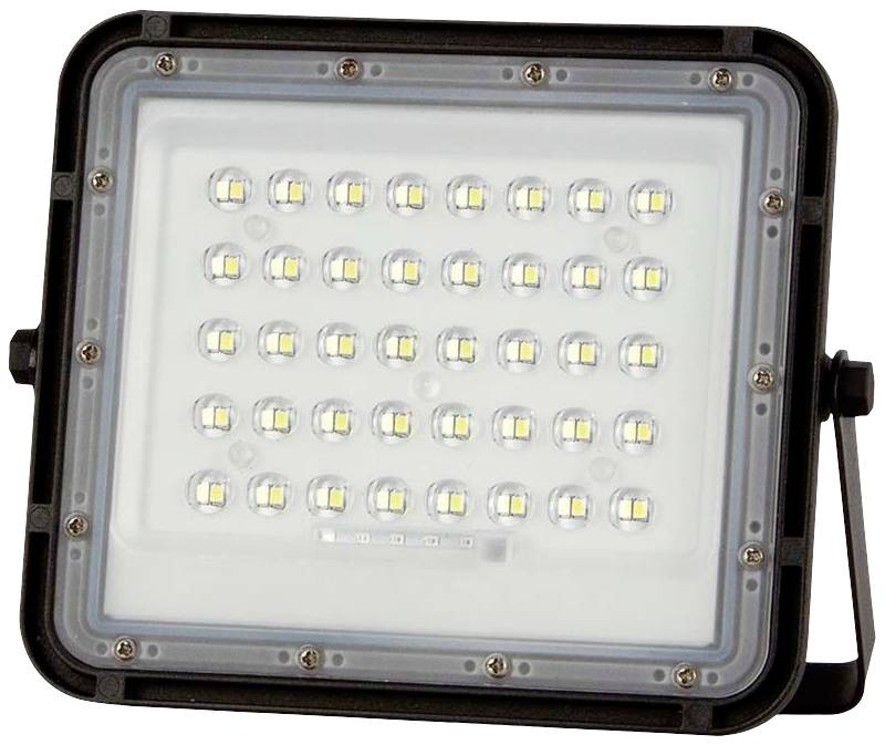 LED-Flutlicht mit rechteckigem Design und mehreren leuchtenden Dioden, ideal zur Beleuchtung großer Außenbereiche.