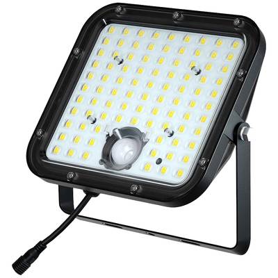LED-Flutlichtstrahler mit rechteckigem Gehäuse und zahlreichen gelben LEDs auf weißem Hintergrund. Geeignet für Außenbereiche.