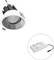 Eingebaute Downlight-Leuchte mit separatem LED-Treiber, dargestellt in einem eingefügten Kreis.