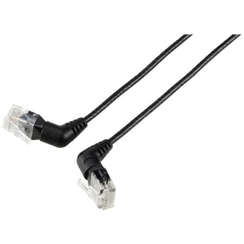Renkforce RF-6071540 RJ45 Netzwerkkabel, Patchkabel CAT 6 U/UTP 0.50 m Schwarz Steckkontakte 360° drehbar, Gewinkelter K...