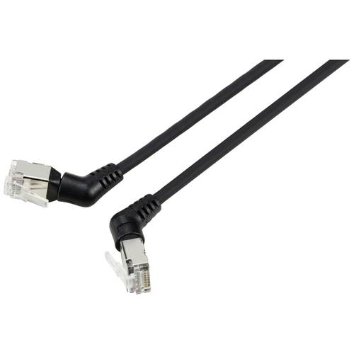 Renkforce RF-6071546 RJ45 Netzwerkkabel, Patchkabel CAT 6a F/UTP 0.50 m Schwarz Steckkontakte 360° drehbar, Gewinkelter ...