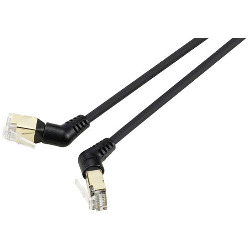 Renkforce RF-6071552 RJ45 Netzwerkkabel, Patchkabel CAT 8.2 S/FTP 0.50 m Schwarz Steckkontakte 360° drehbar, Gewinkelter...